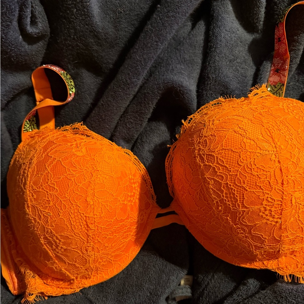 Victoria's Secret Bright Orange Lace Bra